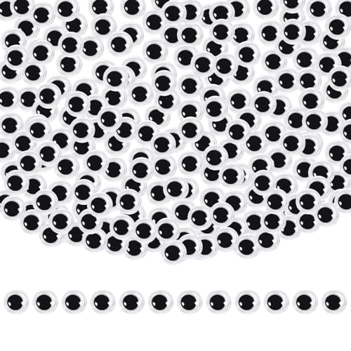 TOAOB 300pcs 6mm Plastic Wiggle Googly Eyes Self Adhesive White Round Sticker Eyes DIY Arts Crafts Scrapbooking Accessories
