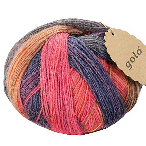 golo Wool Yarn for Weaving Wool Yarn for Hand Knitting Cashmere Yarn for Weaving Multi-Color Ball, 6016