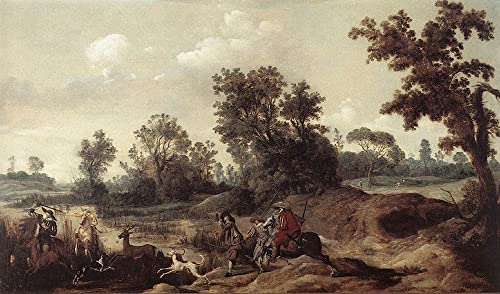 Chasse au cerf dans les dunes de Bleker - Impression d'art sur toile 60x90cm