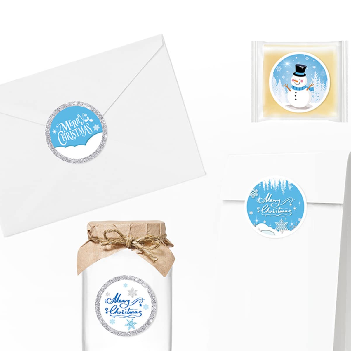 NUOBESTY 100fogli Etichette Adesive Natalizie Da Stickers Decorativi Con Motivi Di Fiocchi Di Autoadesivi e Resistente Per Regali e Decorazioni Festive