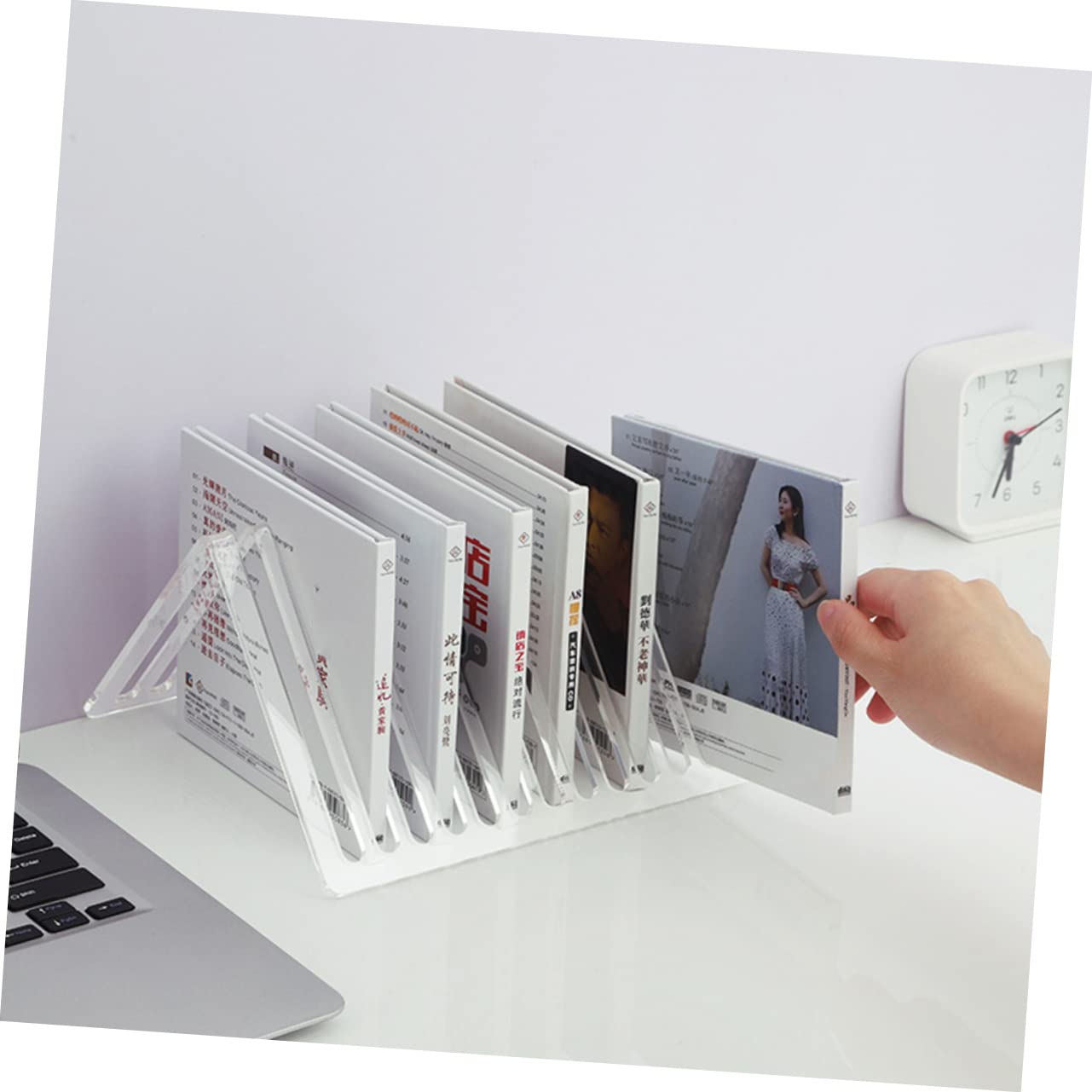 Supporto per Vinili in Acrilico Trasparente Organizer con Slot Multipli per Dischi e Libri CD Stabile e Ufficio Mensola per Vinili