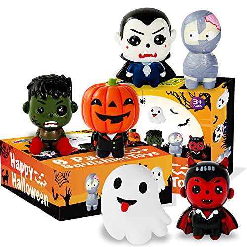 MGparty 6 Packs Halloween Squishies Toys Slow Rising Pumpkin, Ghost, Vampire, Bat, Mummy, Zombie Boy Soft Squishies Toys Set for Kids, Girls, Boys, Party Favors Stress Relief Toys
