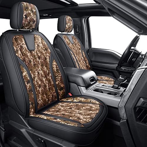 GXT Car Seat Cover Full Set with Waterproof Leather, Automotive Seat Cushion for Pickup Truck Fit for Select 2009-2022 Ford F-150 Models and 2017-2022 F250 F350 F450 Models (Desert Camouflage)
