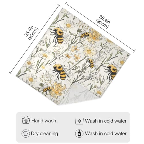 Satin Head Scarf for Women Silk Hair Scarves Bandana Neck Scarf Vintage Bee Neckerchief Square 35x354