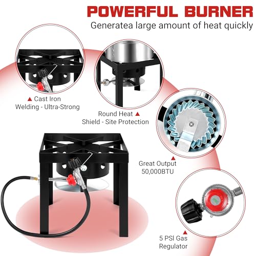 Image of 30QT Turkey Fryer & 10QT Fish Fryer Kit with Baskets and 50,000 BTU Propane Burner Stove, Ideal for Party, Courtyard & Outdoor