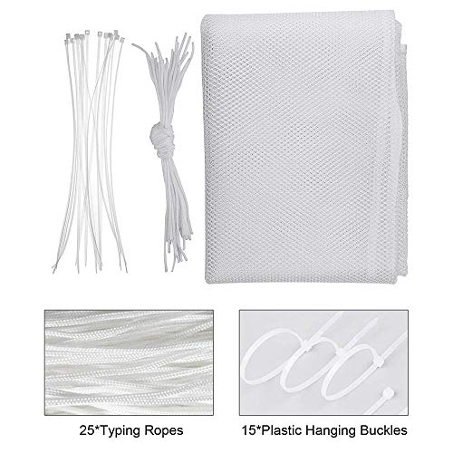 Child Proofing Banister Guard Net, Durable Baby Proofing Stairs Rail Safety Net, 10ft Lx2.5ft H Outdoor Balcony and Indoor Stair Railing Safety Mesh (White)