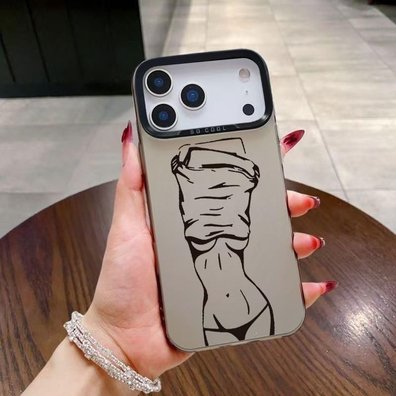 Compatible with iPhone 17 6 3-inch Phone case Sexy Beauty Pattern Design Transparent and Soft TPU Protective case