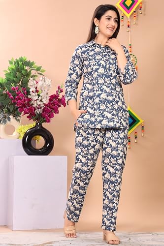 Image of Kuruti B Sheets Women's Printed Night Suit Set | Soft & Breathable Top and Pyjama Set for Women | Stylish Relaxed Fit Sleepwear for Everyday Comfort | Perfect Lounge Wear for Home & Travel
