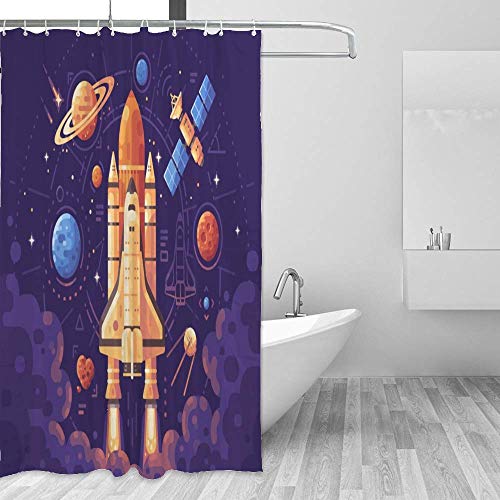 Rideau de douche imperméable 182,9x183 cm lavable en tissu polyester pour baignoire - 5