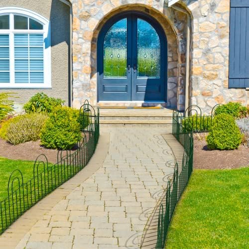 Garden Fence 14 Pack Decorative Fence Panels Garden Fencing 24in(H) x 12ft(L) Garden Border Fence Garden Fence for Dogs Garden Fence Animal Barrier Fencing for Yard Green