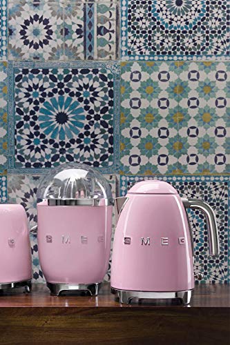 Smeg, Bouilloire à Température Variable KLF04PKEU 1,7 L, Plusieurs Température, Filtre Anticalcaire Lavable, Arrêt Automatique de Sécurité, Indicateur de Niveau d'Eau, Range Câble, 2400W, Rose