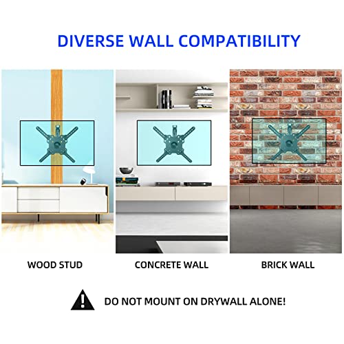 HILLPORT Vertical and Horizontal TV Wall Mount Swivel Tilt Rotate Arm Fits Most 32-50 inch LED LCD Flat Curved Screen, Full Motion 90 Degree Bracket, Max VESA 400x400mm Up to 44lbs DY3255