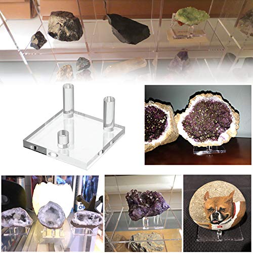 Hipiwe Clear Acrylic Display Stand - Three-Peg Display Easel Stands For Fossil Coral Geodes Rock Mineral Agate Small Collectibles, Set Of 4 #TOP1