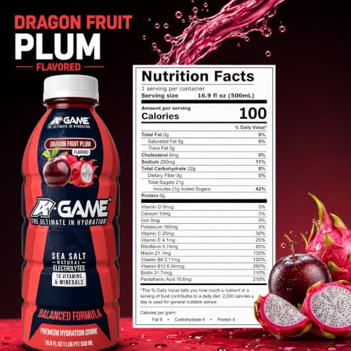 Image of A-GAME Electrolyte Drink, Dragon Fruit Plum Flavor, 12 Pack