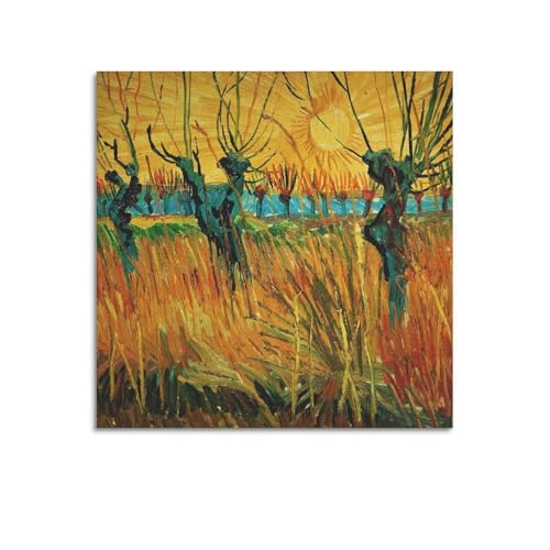 Viṇcent Vaṇ Gōgh Willows at Sunset Golden Hour Poster12x12inch | Decorative Artwork for Living Room Bedroom Office Hallway Entryway Apartment Home Decor and Everyday Interior Decoration Idea