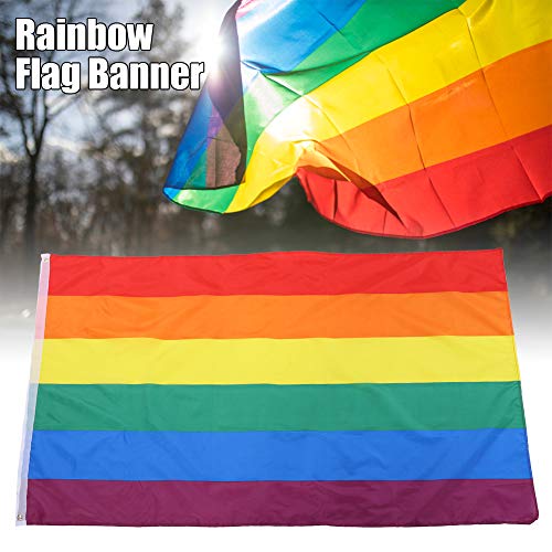 Bandeira do orgulho gay, bandeira de arco-íris de poliéster antidesbotamento ondulado à mão para uso