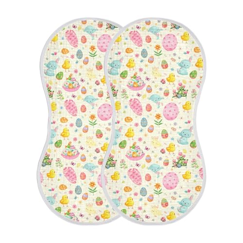 xigua Easter Bunnies Muslin Baby Burp Cloths Set of 2, Super Soft & Absorbent Burping Rags, Cotton Burp Clothes Shower Gift for Newborn, Baby Girls and Boys2