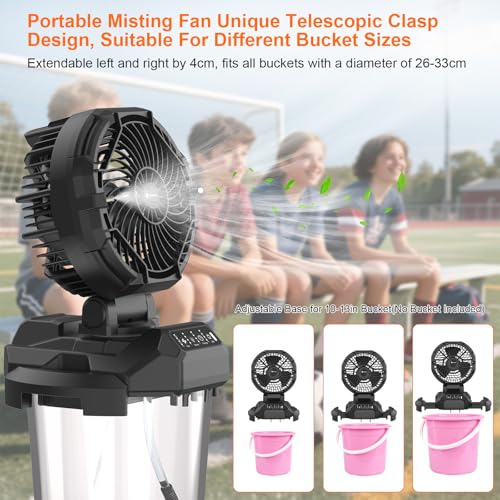 Portable Misting Fan, Outdoor Fans for Patios with Water Mist, 30000mAh Rechargeable Battery Cooling Fan with Mister, 8Inch Outdoor Fans for Patios/Camping/Beach/Golf, 4 Strong Winds & 4 Spray Mister - Thumbnail 3