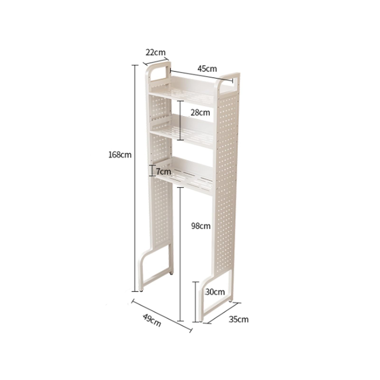 Scaffale regolabile a 3 ripiani, multiuso, per bagno, balcone, lavanderia, soggiorno, versatile espositore nero
