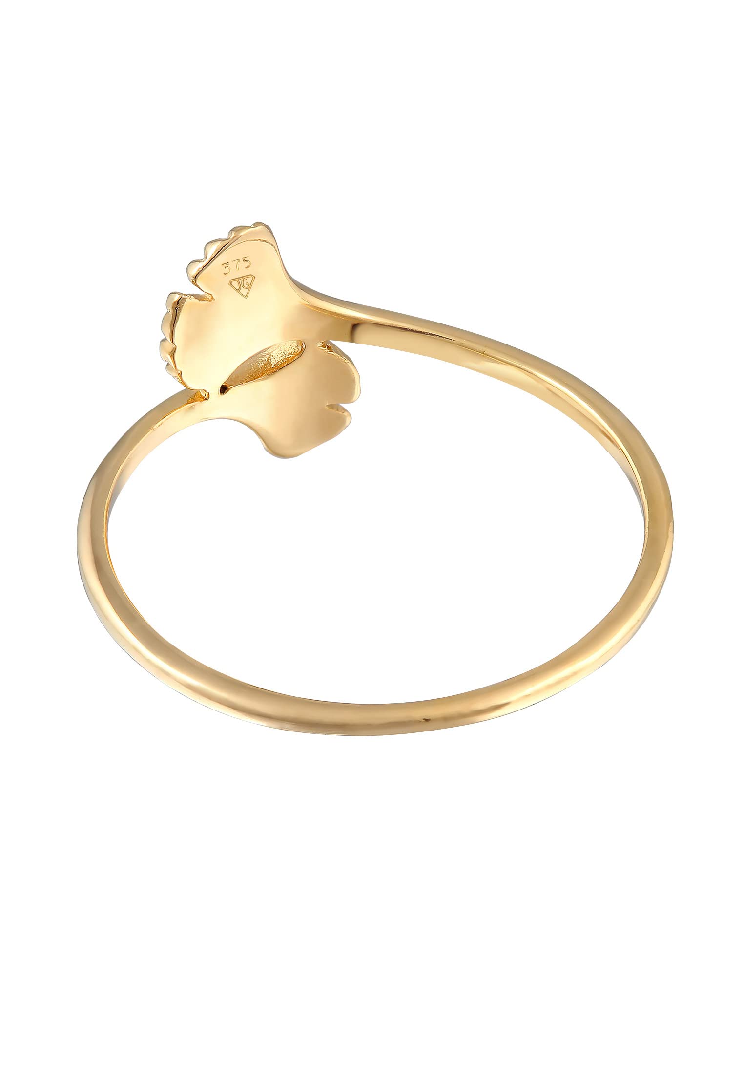 Elli Ring Damen Ginkgo Blatt Natur Offen Verstellbar 375 Gelbgold