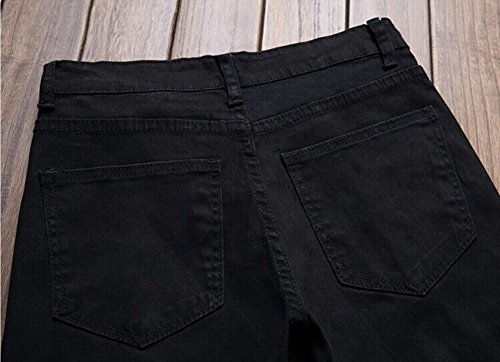 NORAME Calça lápis masculina slim fit vintage com zíper envelhecido stretch rasgado jeans (34, preto