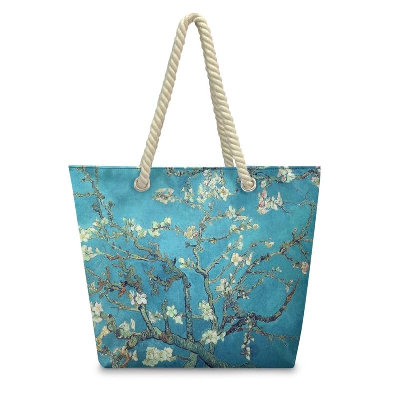Tote Bag for Women Large Zipper Hobo Totes, Monet Art Canvas Travel Handbag Satchel Work Purses2