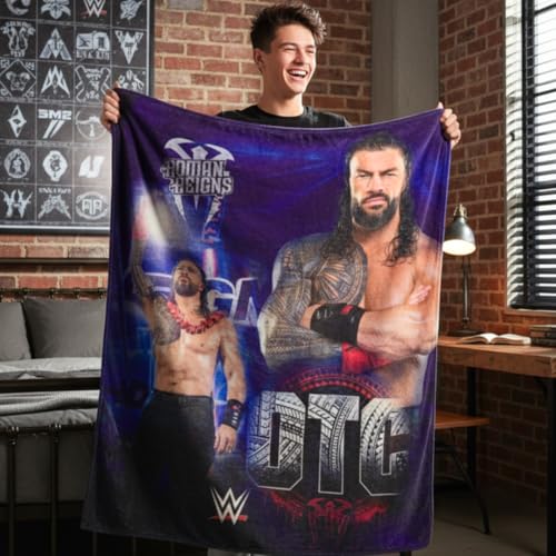 Image of WWE Roman Reigns Main Event Champions Bedding Super Soft Throw Blanket, 46 in x 60 in, (Official Licensed Product) by Franco Collectibles