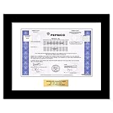 GiveAshare PepsiCo Stock Certificate (PEP) - Personalized Replica (Black Frame & Plaque)