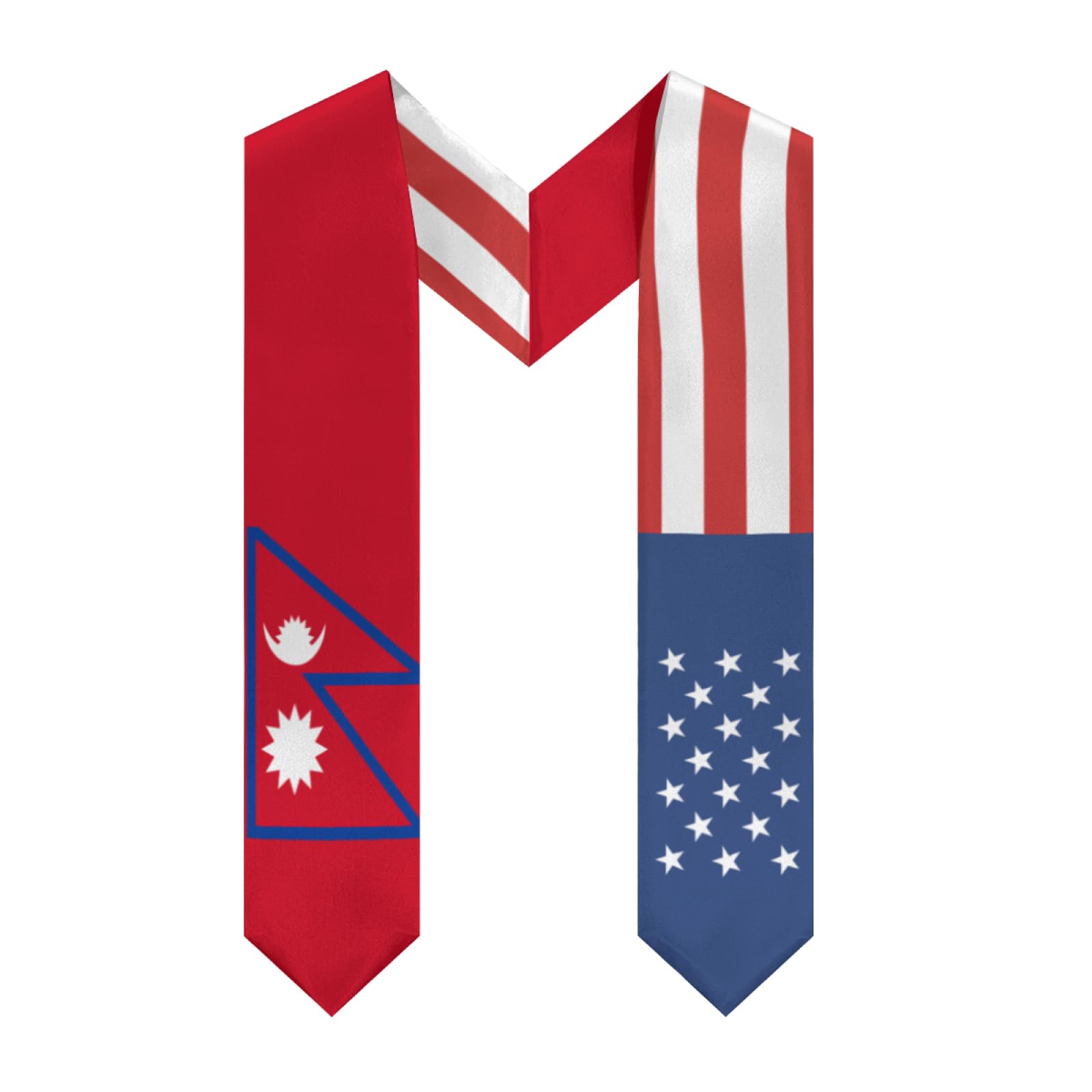 Generic Nepal Nepalese United States Graduation Stole Scarf Shawl Sash for Abroad Student International Study Class of 2024 Graduate Gift Unisex V-shade 72 inches Length