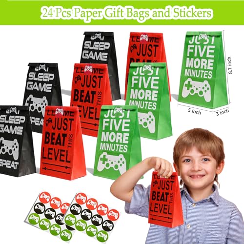 EODVICS 120 Pcs Video Game Party Favors Party Supplies Invisible Ink Pens Notebook Silicone Bracelet Gift Paper Bag Video Game Controller Keychain Birthday Supplies for Kids Gamer Party Favors - Thumbnail 5