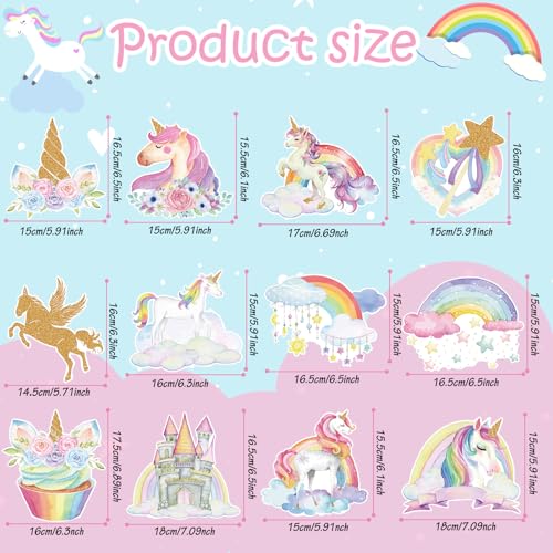 Image of 72 Pcs Unicorn Hanging Swirl Decorations Unicorn Birthday Party Decoration Rainbow Castle Cloud Flower Ceiling Decorations Foil Swirls for Home Office Party Favors Supplies