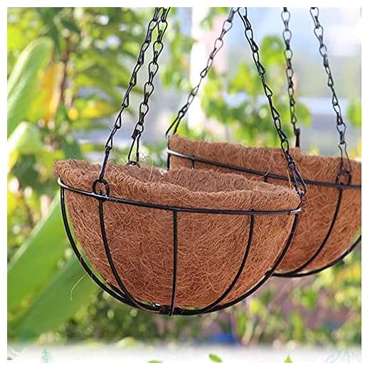 WANLIAN Kokosnöt palm hängande korg hängande korg växt mossa hängande korg rund växtstativ veranda dekoration hängande blomkruka hem trädgård dekoration vattning hängande korg (2 st)