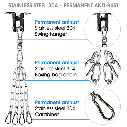 image for Yes4All Punching Bag Hanger, Stainless Steel Swivel Chain with 4 Snap 