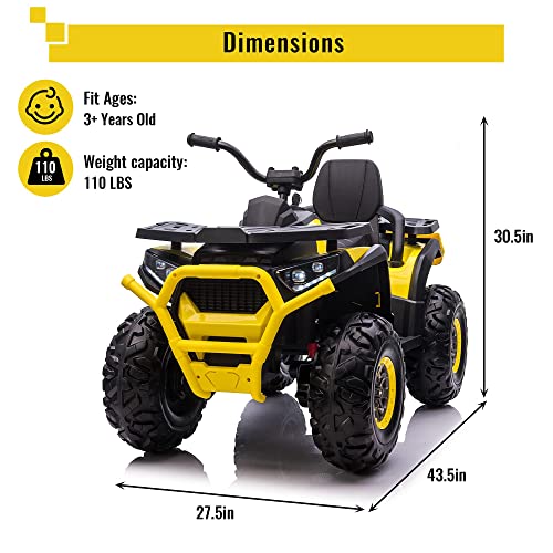 Color Tree Kids Atv Ride On Atv 12V Battery Powered Electric Vehicle 4 Wheeler Quad High/Low Speeds With Led Light, Music, Horn, Usb/Tf/Mp3 For Boys & Girls Gift #TOP5