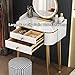 zxhrybh Vanity Desk with Mirror, Makeup Table with Storage, Simple Dressing Table for Home Bedroom (with Mirror & Stool)(Gray+Bird's Nest Stool,23.6in/60cm)