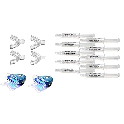 44% Carbamide Peroxide 10 Syringes of Teeth Whitening Gel - 2 LED Accelerator Light - 4 Mouth Trays - 2 Shade Guide - 1 Instructions Sheet