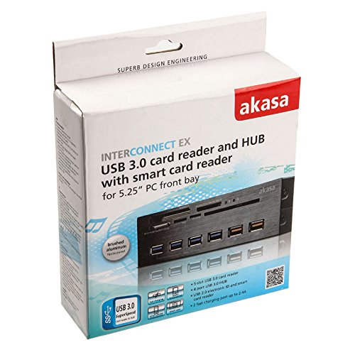 Leitor de Cartão de Memória e USB 3.0 - Akasa AK-HC-07BK