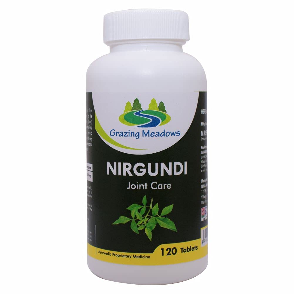 Grazing Meadows Nirgundi 120 tablet - 500mg (Vitex negundo) for Joint Care & various health benefits (Pack of 2)