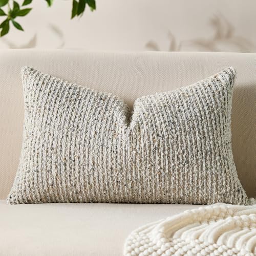 Allorry Decorative Lumbar Pillow Cover 12x20 Cream...