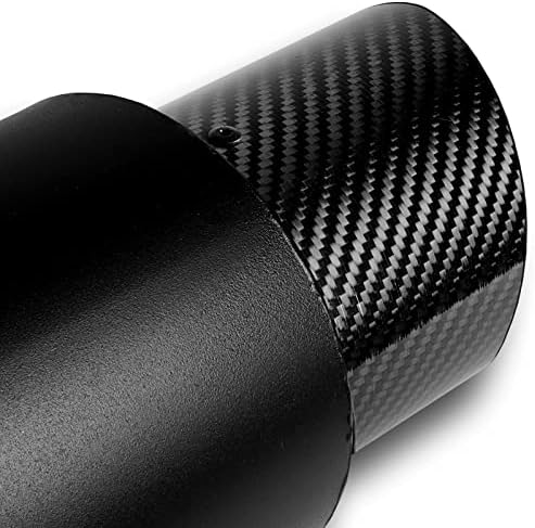 Universal 4" N1 Carbon Fiber Slant Tip Muffler, 2.5" Inlet Black Stainless Steel Resonator Canister Silencer (1PCS)