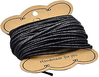 PandaHall 10m 2mm Black Waxed Cotton Jewellery Cord, Waxed Cord Bracelet Beading Cord for Knitting, Arts Craft Accessories, Men Women Neckalce Jewellery Making