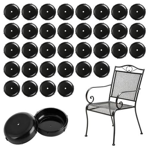 36 Pack 1.5 Wrought Iron Patio Chair Leg Caps - Round Outdoor Furniture Sliders Replacement for Protecting Floor Surfaces from Scratches and Rust