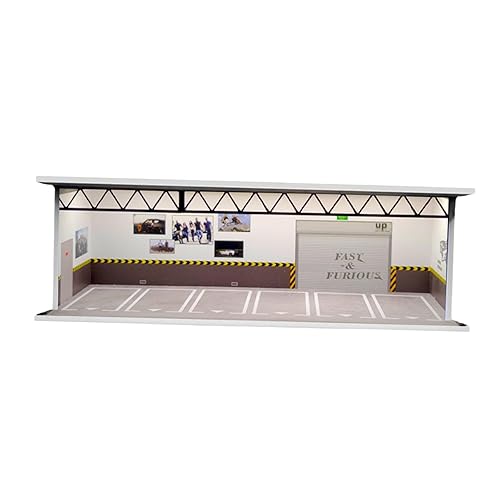 Harilla 1/64 Parkplatz-Vitrine, Modellauto-Vitrine mit 6 Parkplätzen und Beleuchtung, A