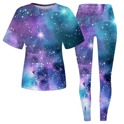 Conjunto de pantalones y manga corta con estampado de cielo estrellado para el día a día