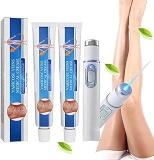 Veinshealth Varicose Veins Blue Light Therapy Set, Vericose Veins Treatment Blue Light Lazer Treatment Pen, Varicose Veins Cream, Blue Light Therapy Pen for Varicose and Spider Veins (2cream+1pen)