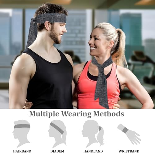 Image of ONUPGO 18Pcs Head Ties for Men Women, Adjustable Headbands Sports Sweatband Ninja Ties Head Band, Sweat Wicking Workout Headband for Sports, Running, Tennis, Yoga, Soccer, Karate