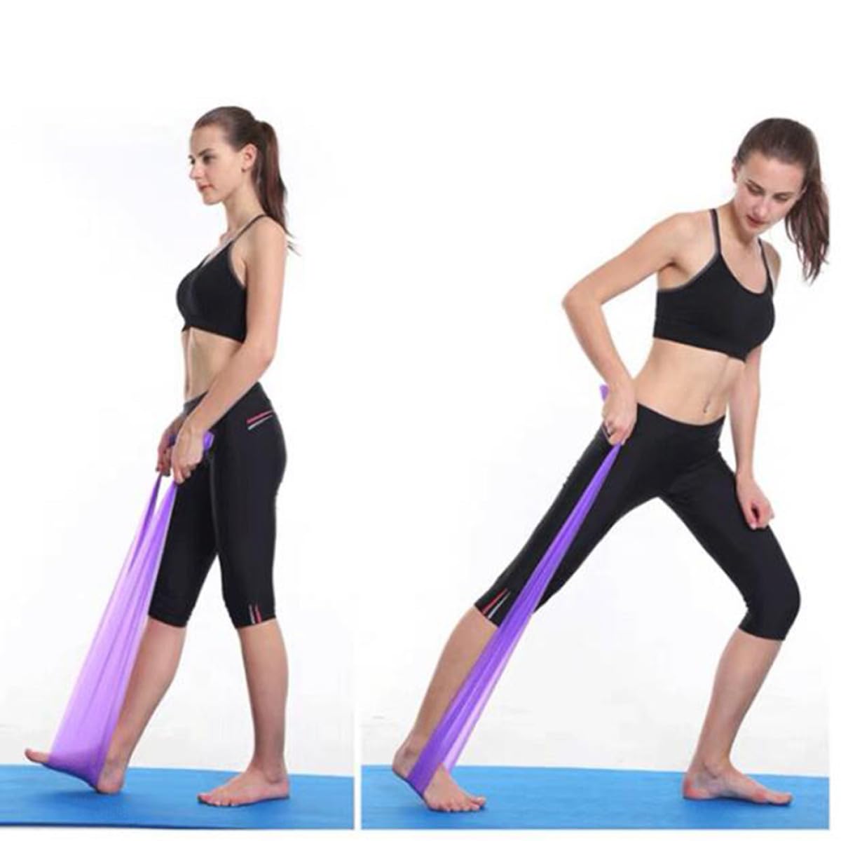 5pcs Resistance Bands Loop Set, Elastic Hip and Fitness Exercise Bands for Women, 1500x150x0.35mm, Multi-Color, Strength Training and Yoga Workout