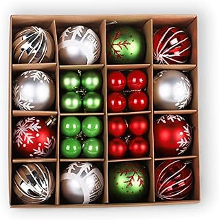 LPSSX Christmas Ball Ornaments Set, Delicate Plastic Hanging Decorative Balls, Christmas Tree Ball Decoration perfect for Christmas Party, Red & Green & White