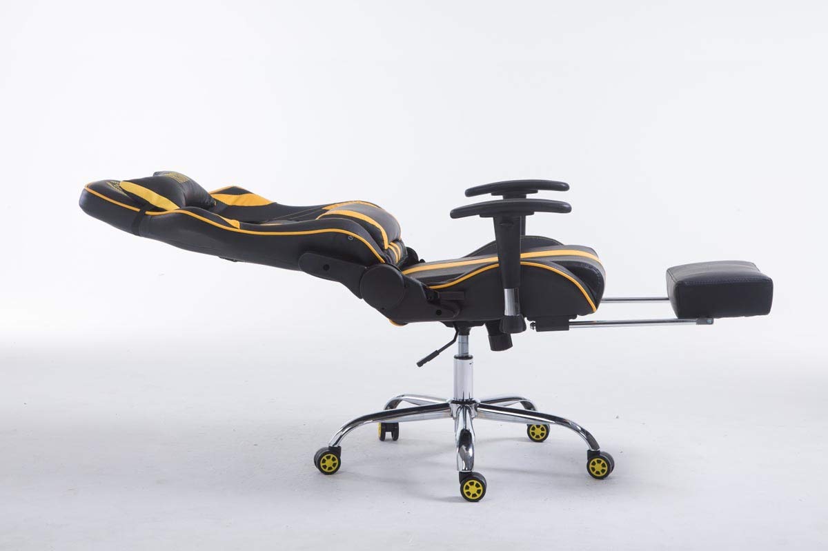 CLP Sedia Gaming Limit XL | Sedia Racing Similpelle I Portata Max 150Kg, Colore:Nero/Giallo, Poggiapiedi:con poggiapiedi