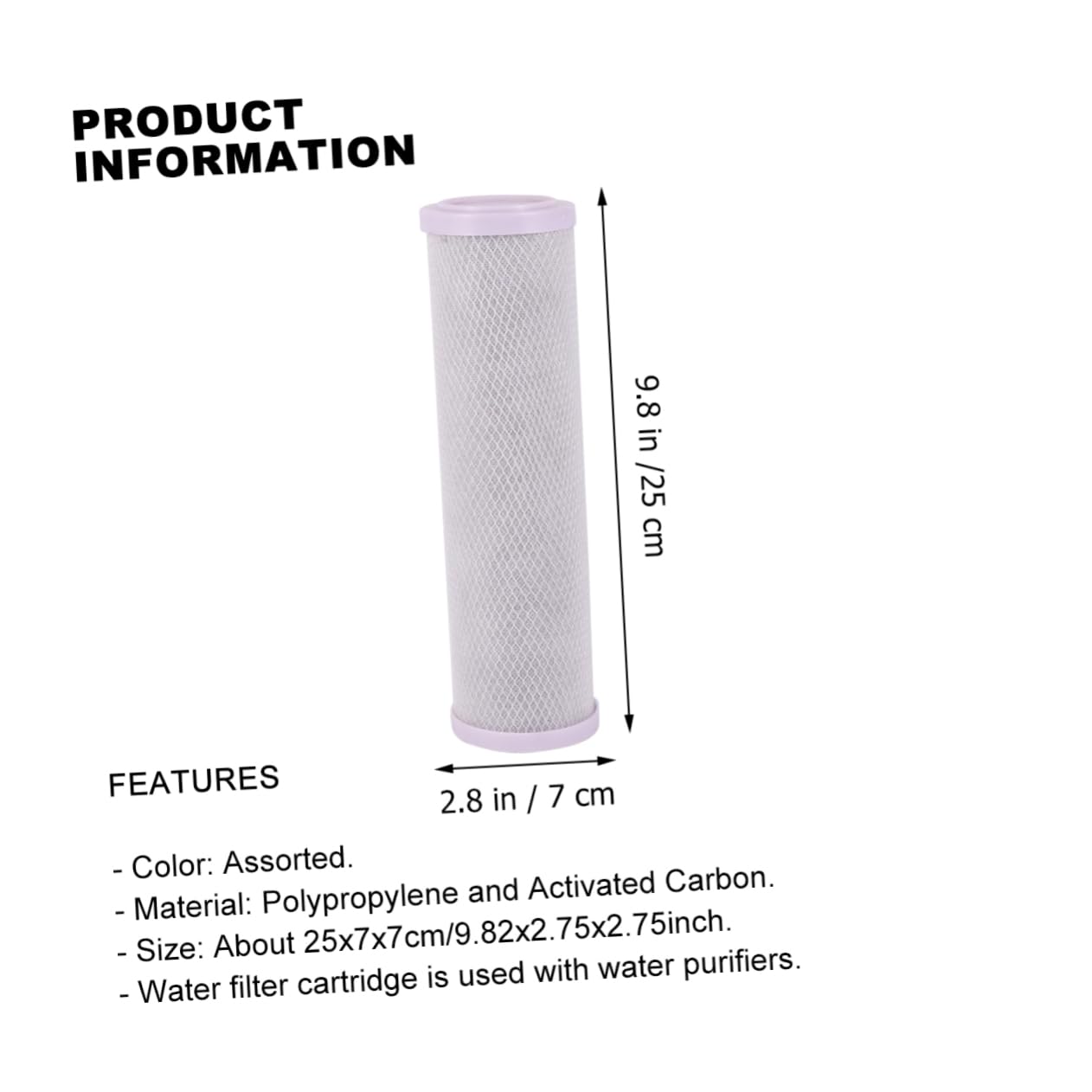 Filtro per Depuratore Acqua 10 Pollici Pp e Carbone Attivo